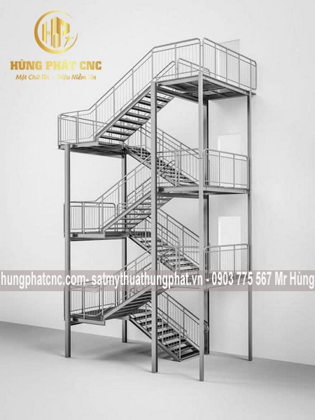 Làm cầu thang sắt thoát hiểm quán cafe tp hcm 