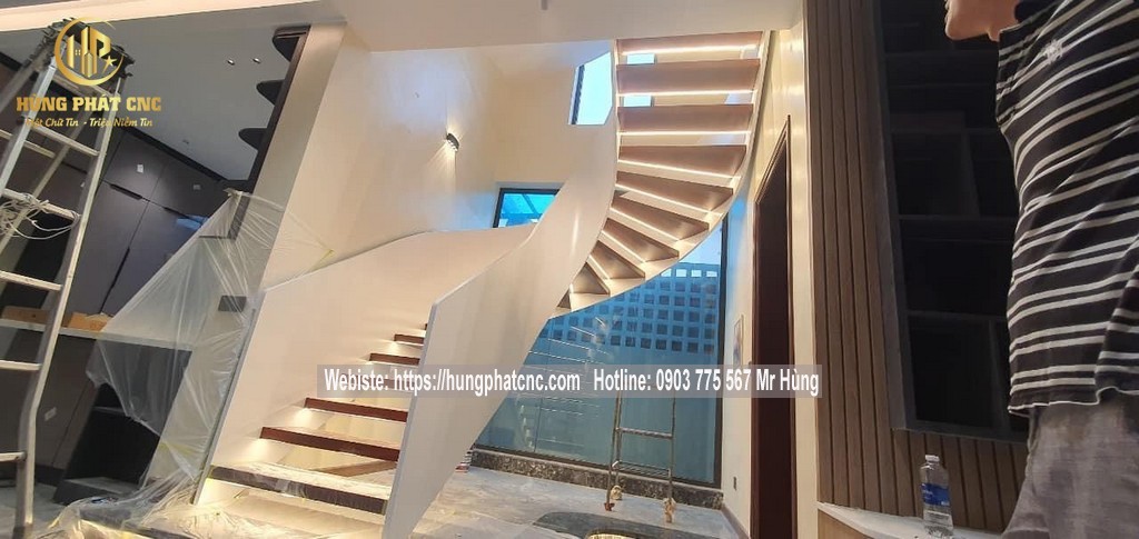 Thiết Kế Cầu Thang Xoắn Hiện Đại Quận 1, Hùng Phát CNC