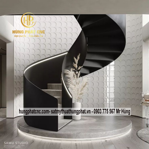 Những lợi ích mà cầu thang xoắn ốc hay cầu thang xương cá xoắn mang lại cho không gian biệt thự #1 Cầu thang xoắn ốc Thủ Dầu Một
